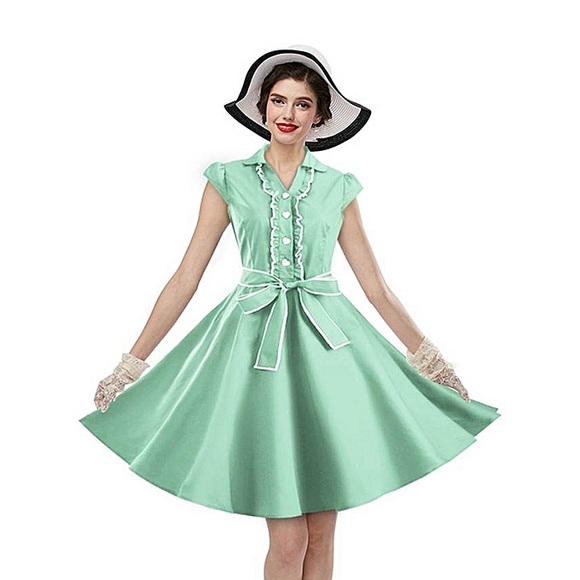 2XL Zaful retro light green dress NWT - Picture 1 of 3